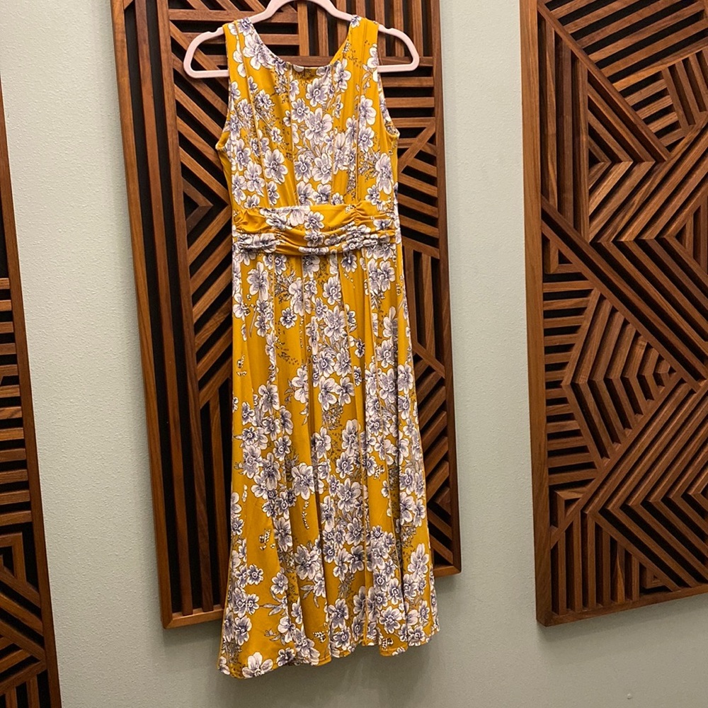 Perceptions Midi Floral Dress - Mustard